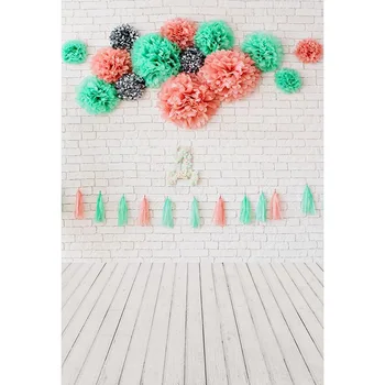 

Craft flower decor Brick wall Photography Backgrounds wood floor baby Photo Backdrops For wedding Photo Studio Photophone S-3187