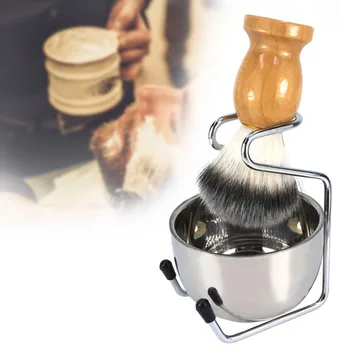

Soap Bowl Gift Home Use Eco-friendly Grooming Shaving Brush Set Hair Removal Deep Cleaning Stainless Steel Beard Stand Holder 17