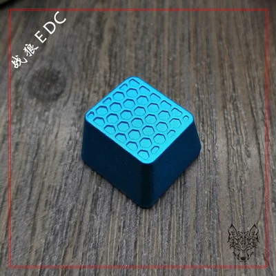 sky blue 1 шт. сотовая Кепка для ключей из алюминиевого сплава рельефная Кепка для ключей с ЧПУ Интегрированная машина резная анодная окислительная механическая клавиатура - Цвет: sky blue