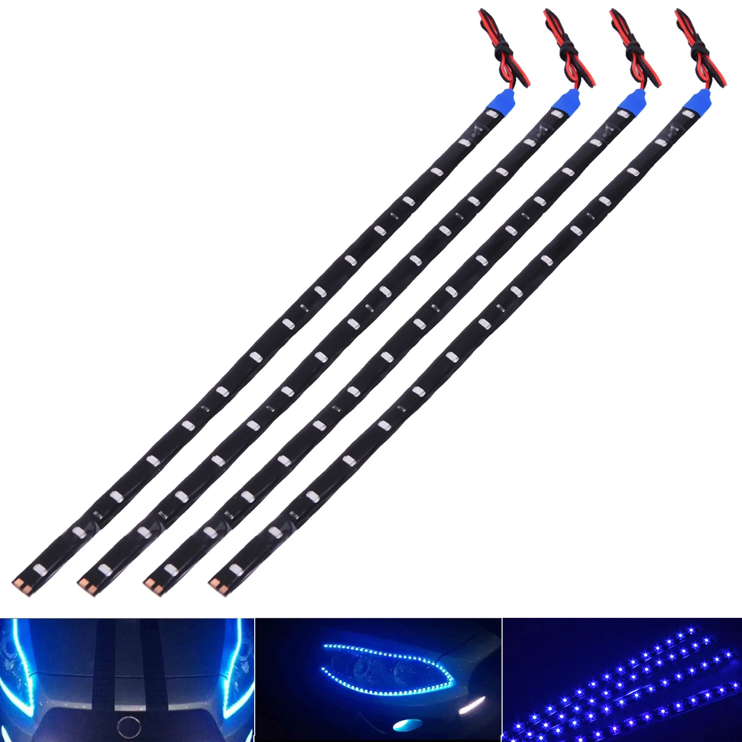 12V 15LED синий автомобиль грузовик гибкий светильник полоски подходит для передняя решетка