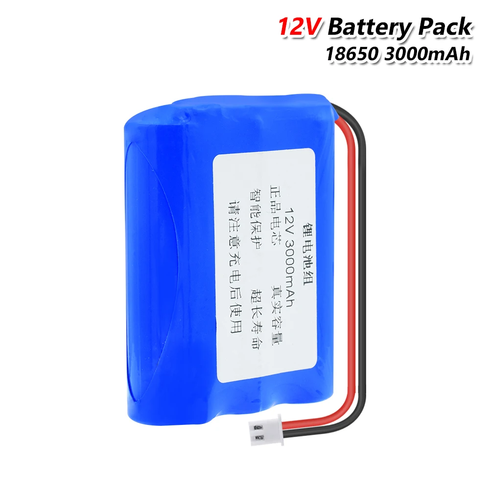 Синий 12V 3000mAh 18650 Литий Батарея пакет (3x18650 литий ионный аккумулятор) с XH 2 54 мм 2Pin