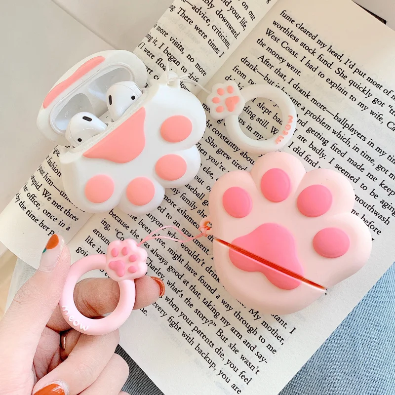 

Cute cartoon cat pad earhphone Case For airpods Bluetooth headset shell Interesting headphone cover 3D silicone soft cover