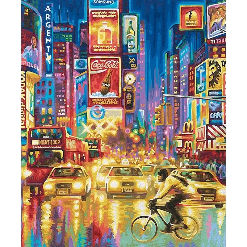 thumbnail image 1 of Pintura de ciudad personalizada por números para adultos, kits de bricolaje, pintados a mano sobre lienzo, marco de bricolaje, dibujo de imagen al óleo para colorear por número, 1 of 5