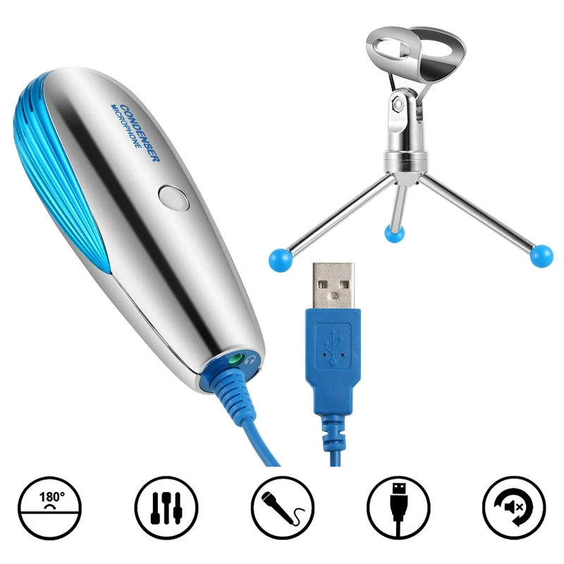 BESTSF-500B профессиональный конденсаторный микрофон всенаправленный USB соединение со складной штатив для Camgirl прямая трансляция