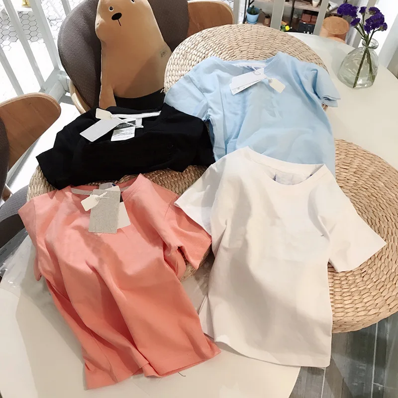 

2019 new uniform color T shirt black man and white 100% cotton shirt summer