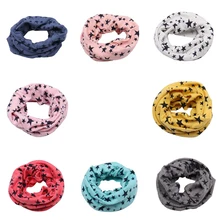 Хлопковый шарф с воротником для мальчиков и девочек, милая теплая шаль на осень-зиму с принтом пентаграммы, теплый мягкий детский шейный платок с круглым вырезом