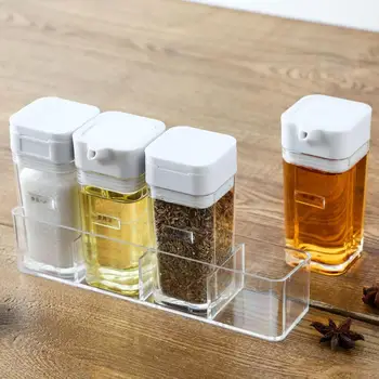 

4pcs/set Kitchen Plastic Spice Jar Seasoning Box Can Salt and Pepper Spice Container Sauce Vinegar Oil Bottles Oil Dispenser