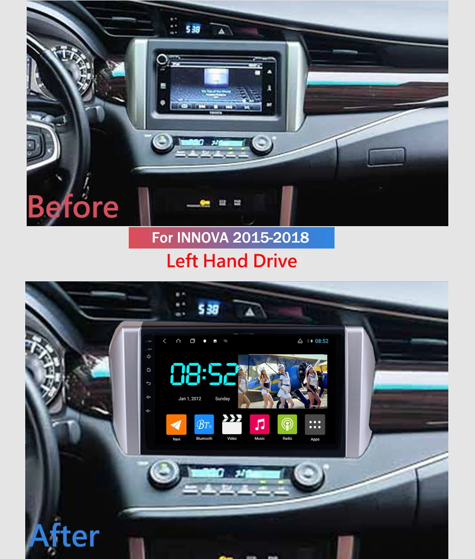 Android 8,1 автомобильный DVD 1din мультимедийная система Navi для Toyota innova- LHD Автомобильный gps навигатор головное устройство BT SWC wifi