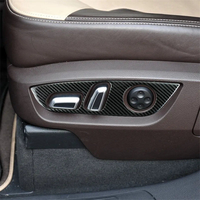 카시트 메모리 조정 단추 패널 장식 커버 탄소 패턴 스티커, 아우디 Q7 2008-2015 인테리어 액세서리 데칼