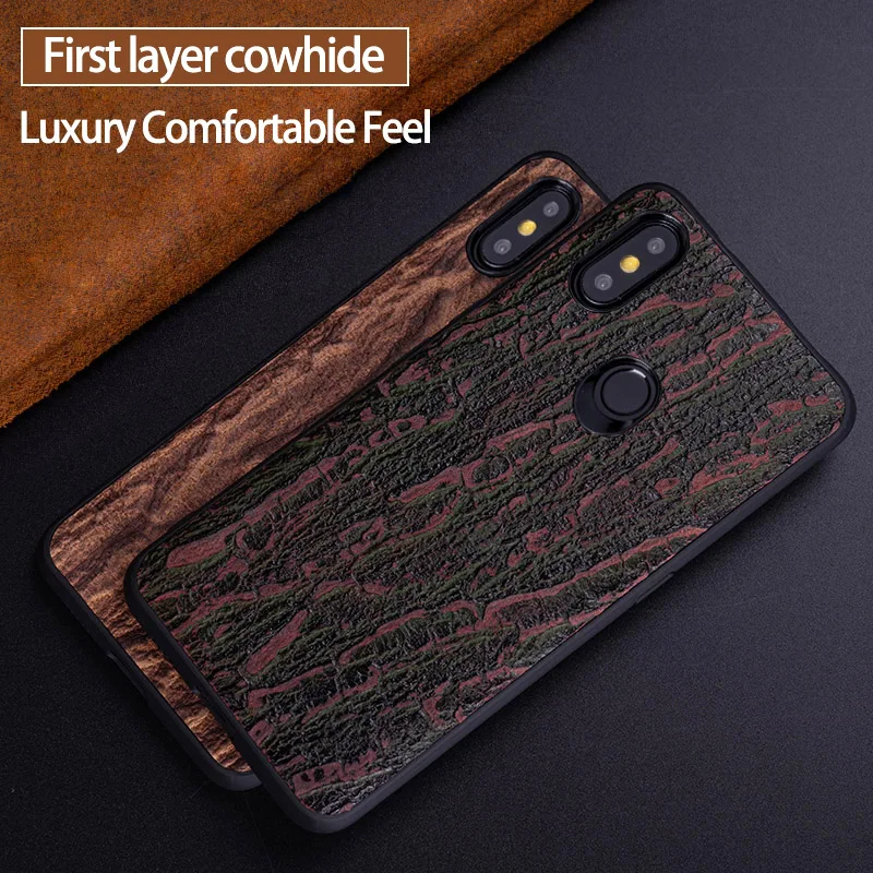 

Cowhide Phone Case For Xiaomi 8 9 9T A1 A2 A3 lite Poco F1 Max 3 Case Bark texture For Redmi Note 5 6 6a 7 7a 8 Pro Case