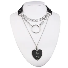 Сердце Чокер-ожерелье в стиле панк чокер воротник ожерелье в готическом стиле женские черные кожаные эмо готические ювелирные изделия