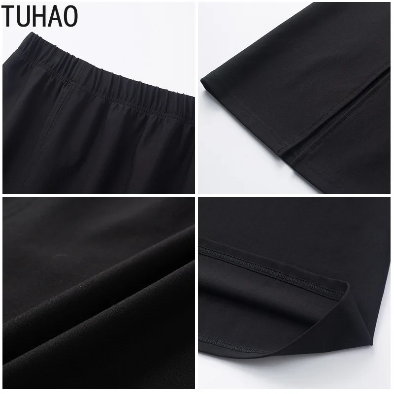 TUHAO Офисная Женская Стильная черная юбка элегантная женская юбка с завышенной талией размера плюс 4XL 3XL Женская модная облегающая юбка с разрезом