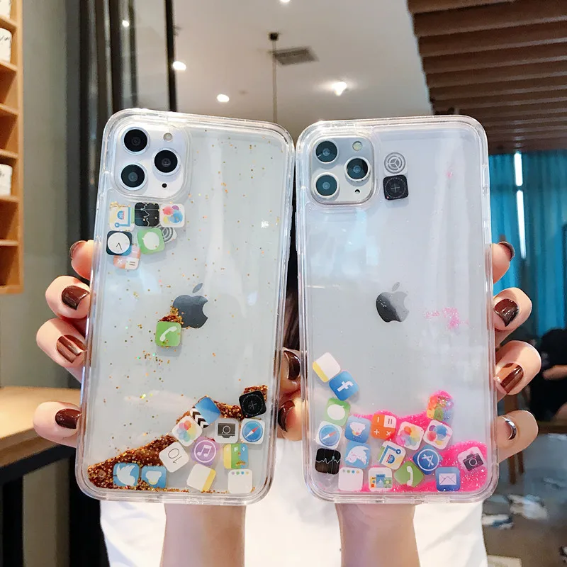 Для iPhone 11 Pro MAX Прозрачный чехол для телефона с жидкостью 6 6S 7 8 Plus X XS XR чехлы