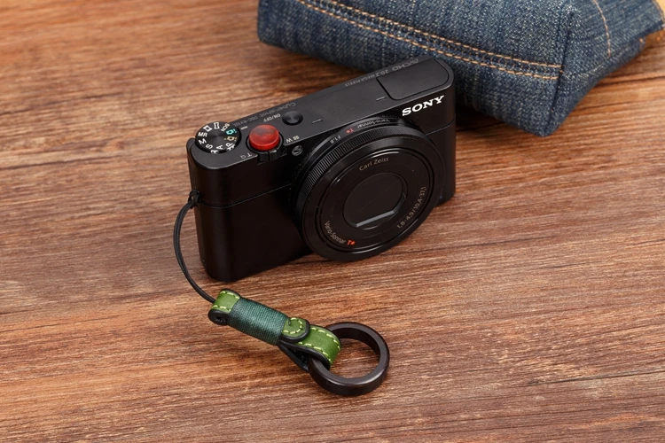 Handmade Original Wooden Leather Camera Finger Ring Straps Phone Hand Lanyard for Sony RX100II-M2/M3 Canon G7X/G7X2 Fuji X100 - Цвет: Green