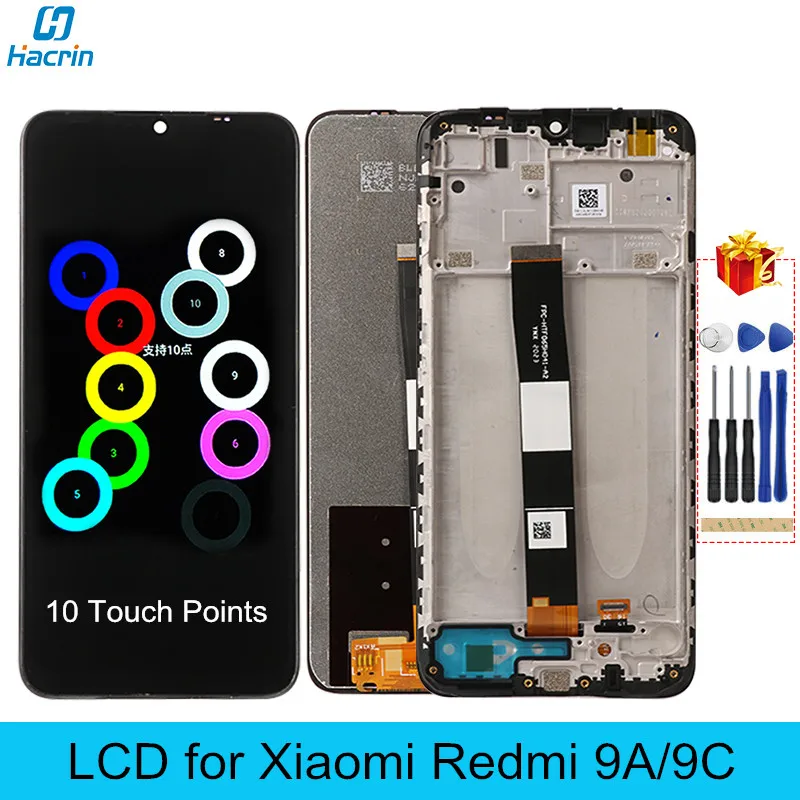 Pantalla LCD Original para Redmi 9A 9C, marco de 10 puntos, pantalla táctil de reemplazo para Xiaomi Redmi 9a 9c 9 a c