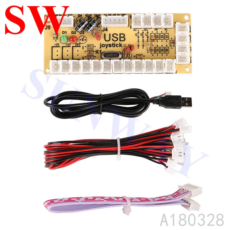 Черный аркадный MAME DIY Kit USB энкодер доска с ПК Джойстик 5 Pin овальный шар+ 10 кнопок для дерева или металла панели управления