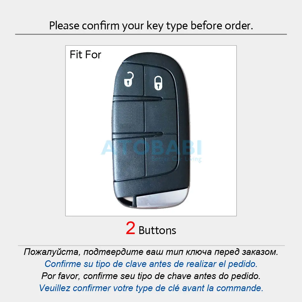 ATOBABI Leather Car Key Case For Dodge Journey 2011 2012 2013 2014 2015 2016 2017 2 Buttons Smart Remote Control Protector Cover