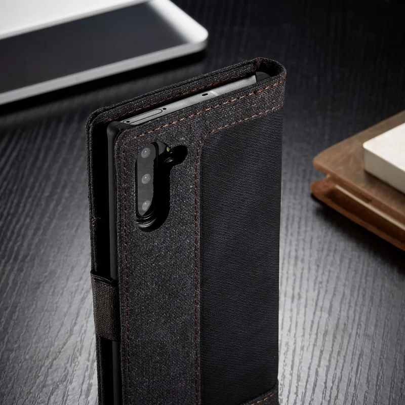 Роскошный джинсовый холщовый чехол для samsung galaxy S8 S9 S10 Plus S6 S7 edge note 8 9 10+ бизнес винтажный флип-кошелек держатель для карт чехол