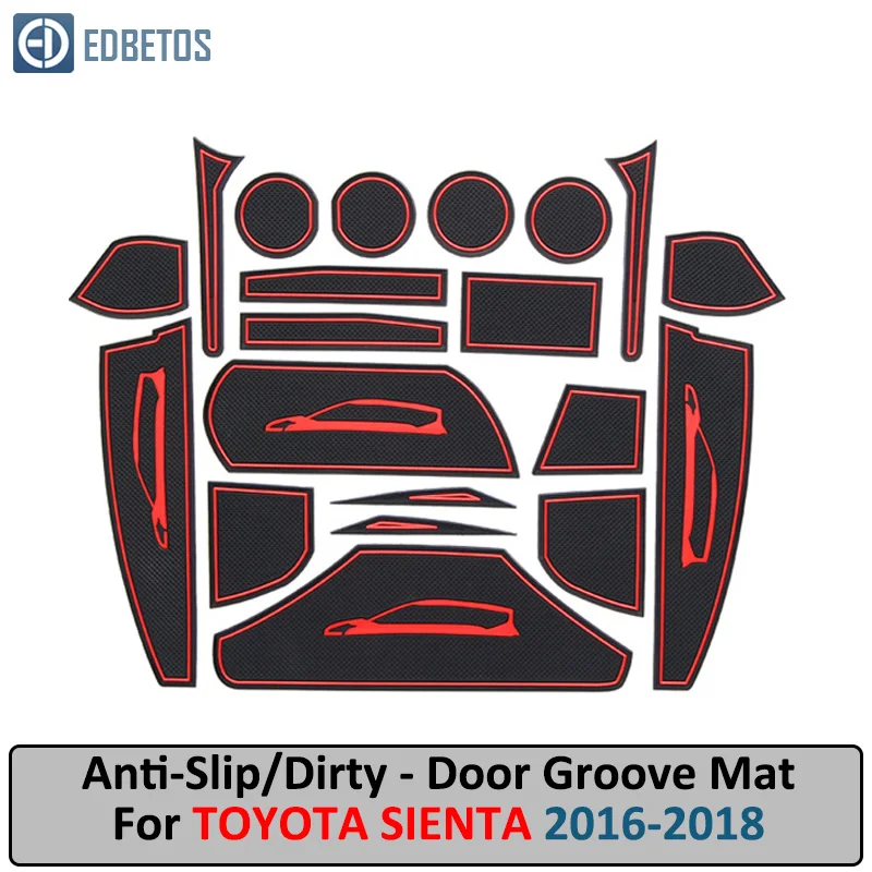 

Door Groove Mat For TOYOTA SIENTA 2016 2017 2018 Accessories Anti-Slip Mat Gate Slot Coaster Anti-Dirty Mat Car Interiors Gel