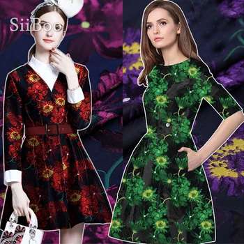 

American style green purple red floral jacquard brocade fabric for dress tissu telas tecidos stoffen cloth textile sewing SP4517