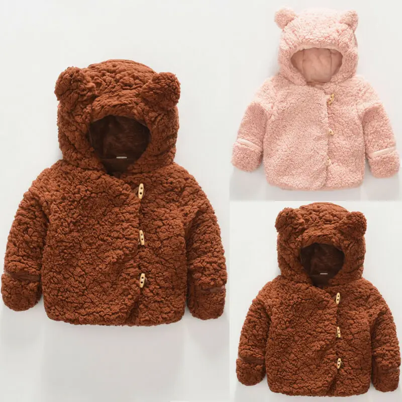 Осенне-зимняя одежда; пальто для детей 1-3 лет; пальто с капюшоном и ушками для новорожденных мальчиков и девочек; верхняя одежда; зимняя одежда