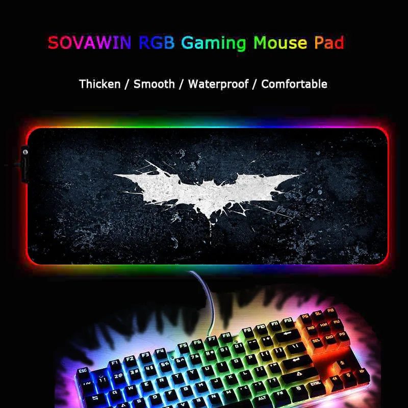 XGZ Бэтмен RGB светодиодный большой игровой коврик для мыши компьютерный геймер USB Проводное освещение красочный светящийся коврик для мыши Настольный коврик для мыши