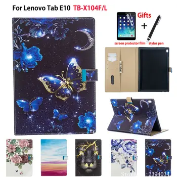 

Case For Lenovo Tab E10 10.1 Tablet Cover Funda TB-X104F TB X104F TB-X104L Cases Fashion butterfly Flip Stand Shell Capa +Gifts