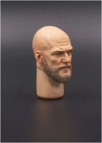 1/6 Male Head Bald Sculpt Beard PVC Model A-20 Mango Villain Fit 12" Figure 