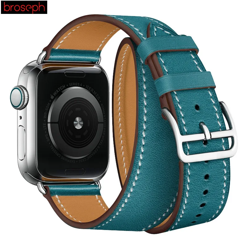 Blue Ремешки для часов Apple Watch 4 Band 40 мм 44 мм 38 мм 42 мм ремешок из натуральной кожи для Iwatch 4 3 2 1 браслет для часов - Цвет ремешка: Blue