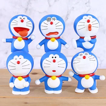 

6pcs/set Doraemon Cartoon Key Switch Decoration PVC Action Figure Collectible Model Toy