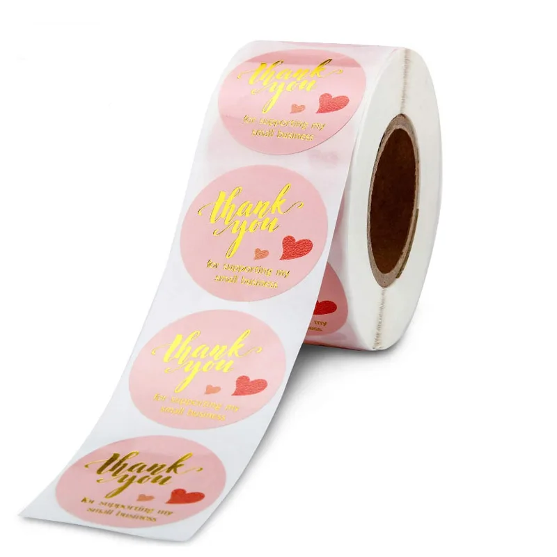 

1.5'' Pink Gold Foil Stickers Thank You for Supporting My Business Stickers Shops Local Homemade Crafts Decoration Stickers