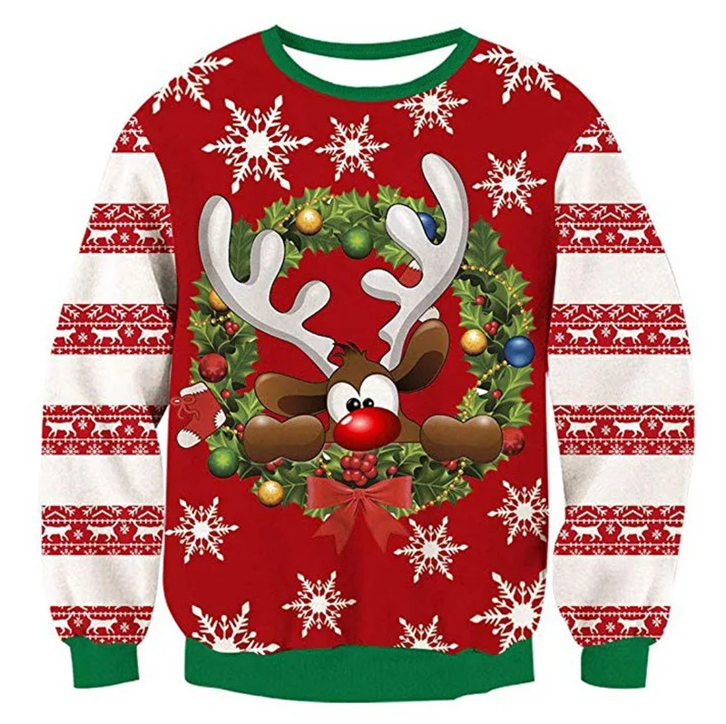 Уродливый Рождественский свитер, забавный свитер для рождественской вечеринки, мужские и женские свитера с длинным рукавом, 3D пуловер Санта Клауса, мужской свитер