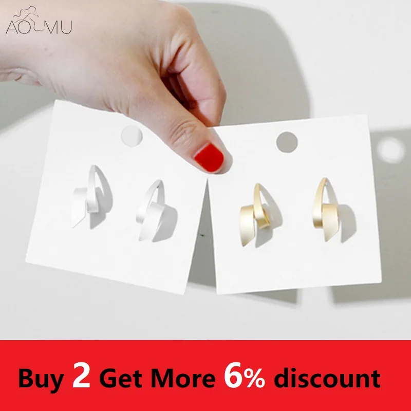 AOMU корейский дизайн простой: золото, серебро, матовые металлические остроконечные конусные серьги-гвоздики для женщин и девушек Bijoux Brincos подарок
