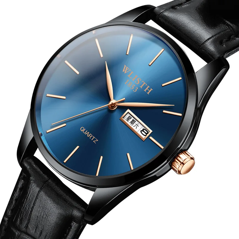 

Watch Men Business Casual Quartz Watch Simple Waterproof Leather Belt Double Calendar Fashion 2018 New Style MEN'S Watch