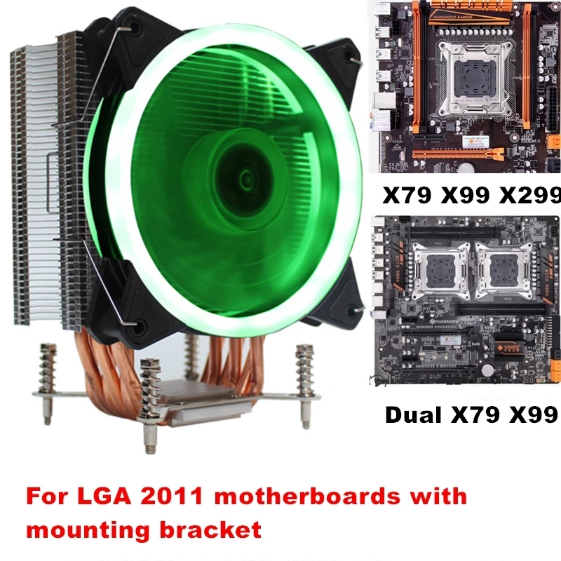 Green Aurora 3/4PIN RGB светодиодный кулер для процессора 6-Heatpipe 12 В 12 см радиатор охлаждения для LGA 2011X79X99X299 - Цвет лезвия: Green Aurora