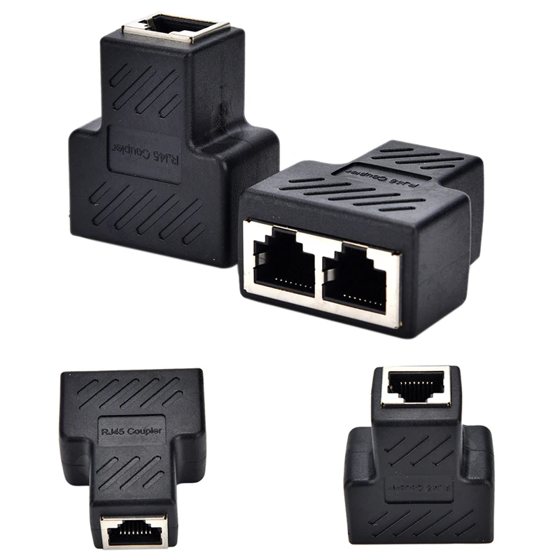 1 To 2 Way LAN Ethernet Network Cable Splitter Adapter RJ45 Female Splitter Socket Connector Adapter For Laptop network cable repair maintenance tool kit Networking Tools
