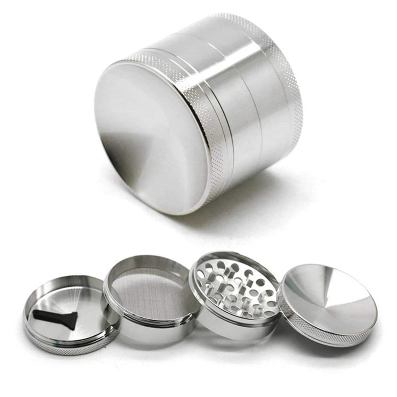 Concave Grinder Metal Zinc Alloy 4 Pieces Tobacco Spice Herb Weed with Pollen Catcher (Silver 1.6 inches) | Дом и сад