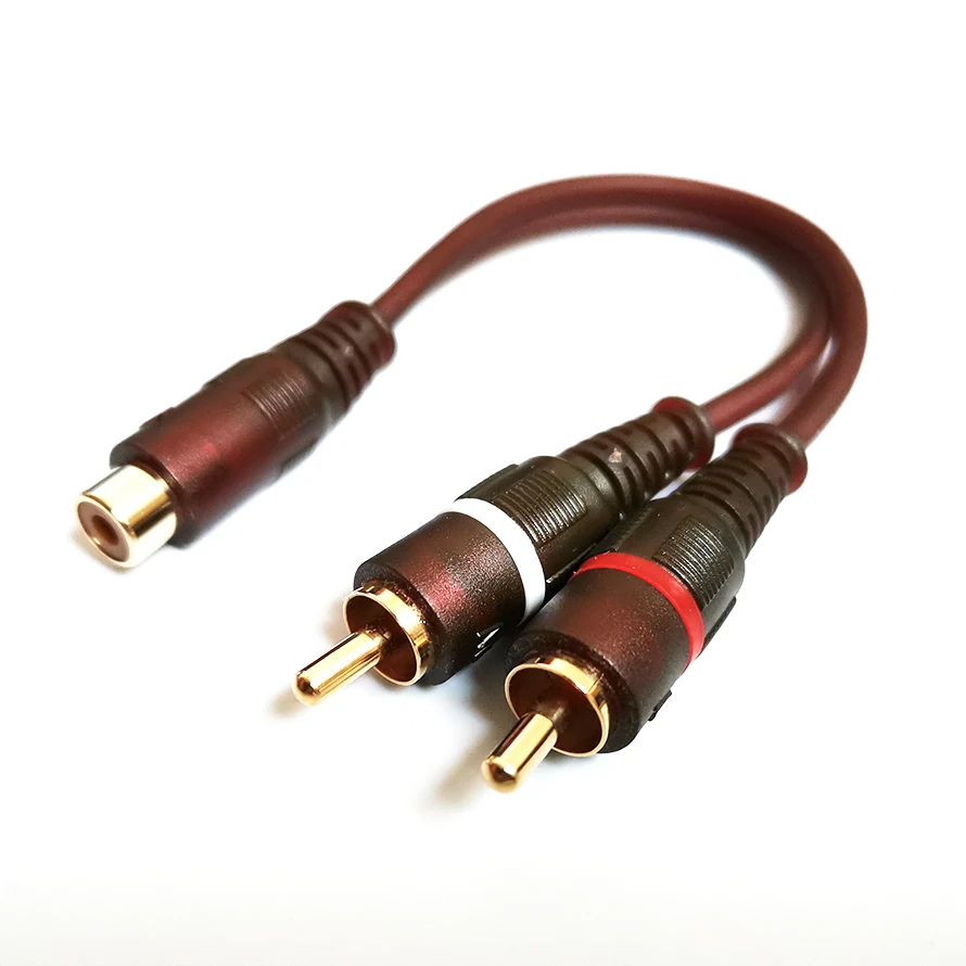 

0.2Meter RCA Female to 2*RCA Male Y-Splitter Audio Cable 20cm RCA Plug M to FM Audio Line Converter Adapter for Car Audio System