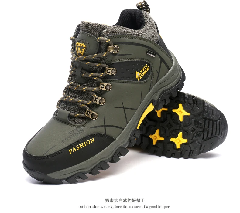 Medium Cut Hiking Shoes Men Black Green Trekking Boots Waterproof Mountain Climbing Shoes Outdoor Jogging Travel Sneakers 39-47