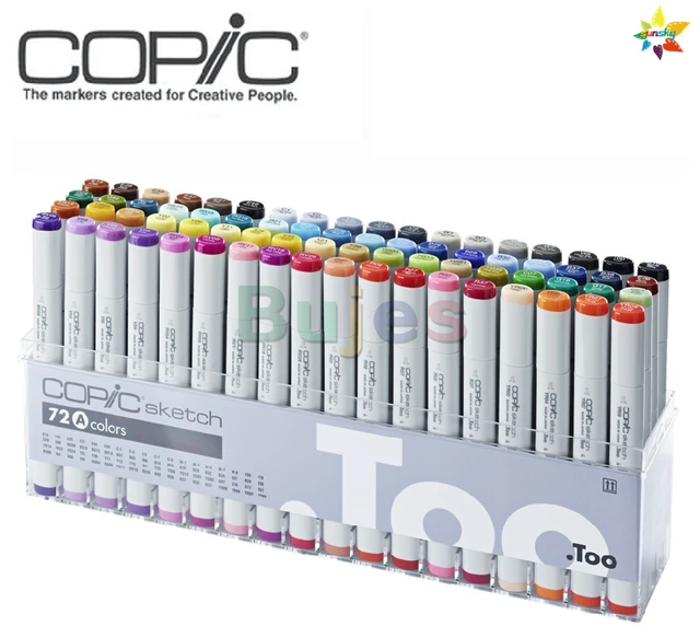 JP Copic Sketch Markers 12/24/36/72 color,fast drying,non-toxic  markers,Durable polyester nibs,Available in several color sets