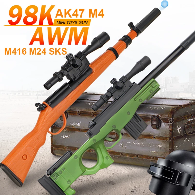 2020 Mini Water Bullets Gun Toys for Child Gifts Sniper 40cm Manual Loading Shooting Plastic Toy 98K AK47 M4 M416 AWM M24 | Игрушки и