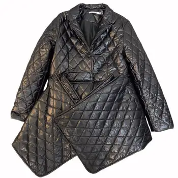 

new winter plaid lapels irregular stitching cotton jacket women down coat