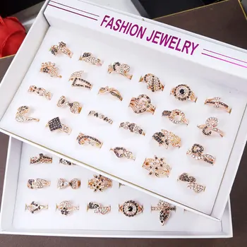 

36 Pcs/lot fashion classical rose gold color women alloy ring lot wholesale jewelry ring set 200729-31