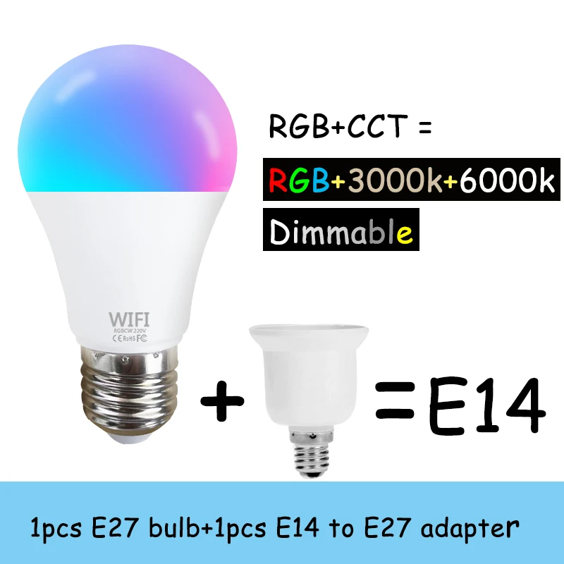 2021 Fcmila 9W Смарт лампочка Wifi RGBW RGB CCT Светодиодная лампа музыка Голосовое управление