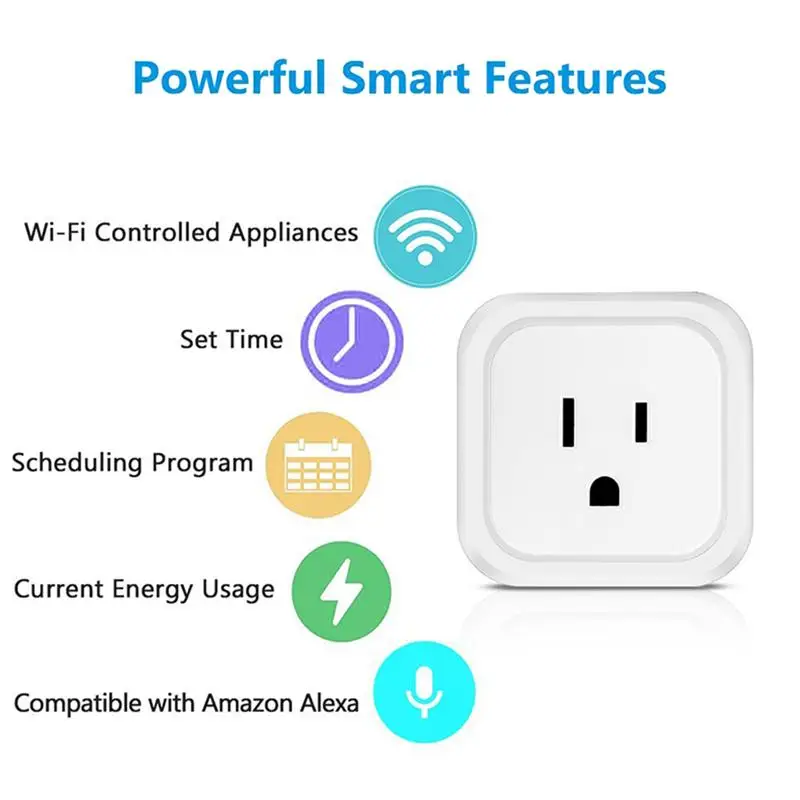 2 предмета Wifi смарт-разъем мини умная розетка Совместимость с Alexa Functon дистанционного Управление по телефону(штепсельная Вилка стандарта США