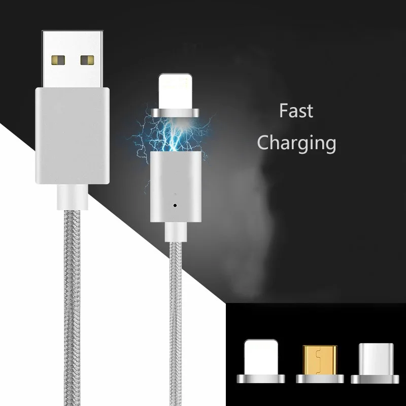 Магнитный usb-кабель 3 в 1 быстрая зарядка Micro USB type C кабели для iPhone samsung Xiaomi Huawei Android кабель для передачи данных мобильного телефона