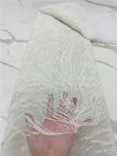 

PGC White African Nigerian Handmade Beaded Lace Fabrics 2021 High Quality French Embroidered Lace Fabric For Wedding YA4640B-5