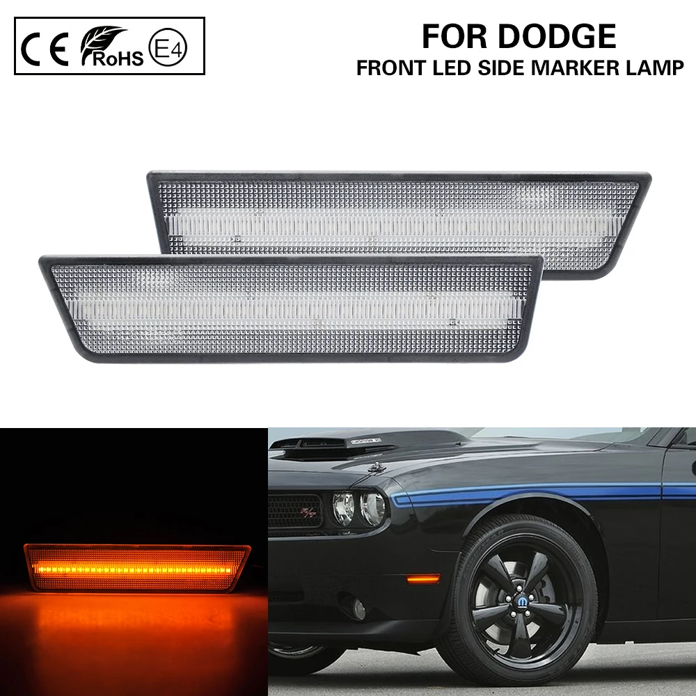 

2X Clear lens US Version Front LED Side Marker lamp light for Dodge Challenger 2008-2014
