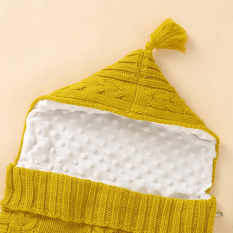 Baby Sleeping Bag Knitted Newborn Girls Boys Stroller Wrap Swaddle Super Soft Toddler Infant Sleep Sack Warm Gowns Solid 75*35CM