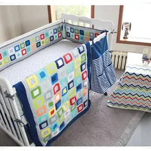 7 шт., хлопковые комплекты постельного белья для малышей, Разноцветные Детские бамперы для кроватки, одеяло для новорожденных, волнистое одеяло для мальчиков, наматрасник